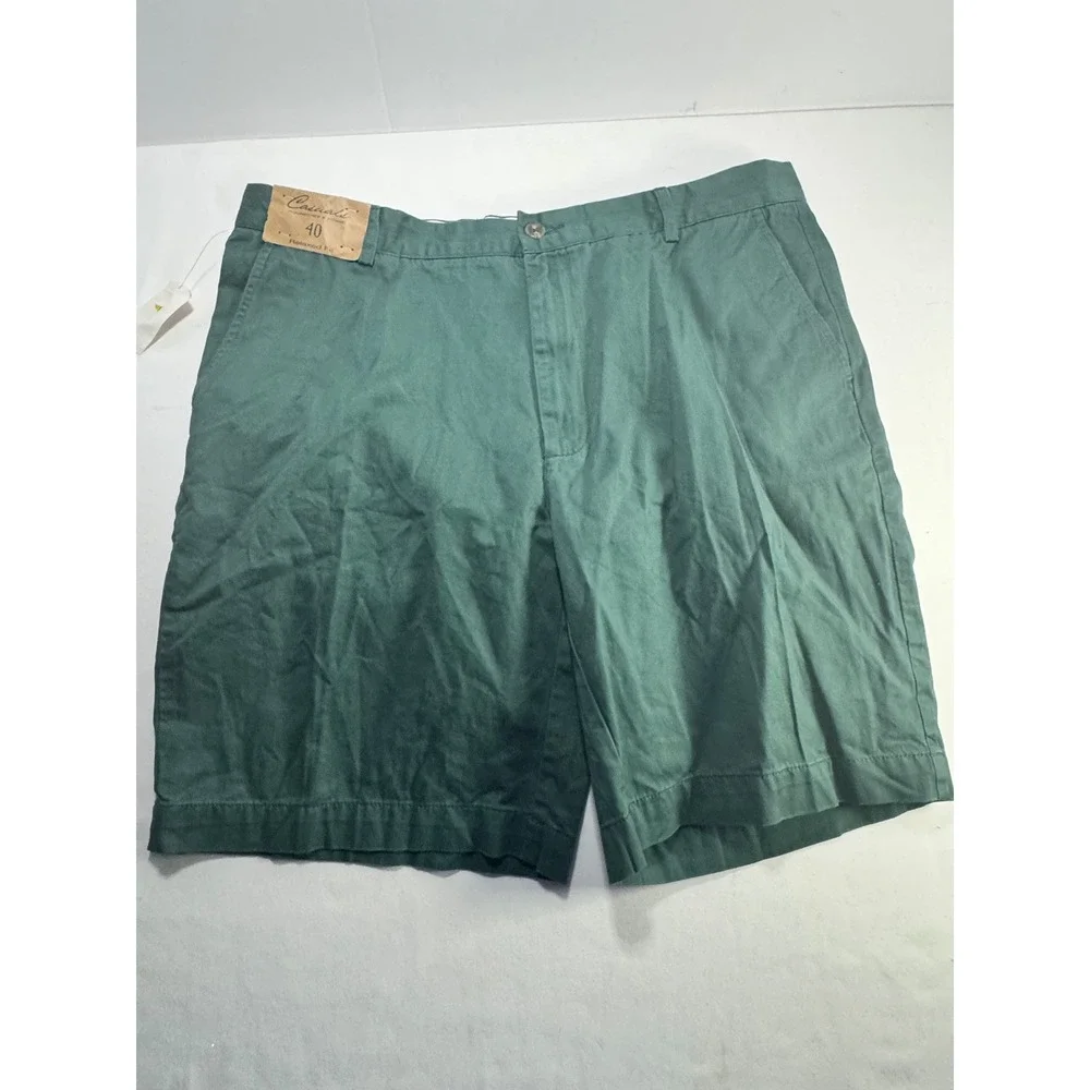 Roundtree & Yorke Chino Shorts Mens 40 Green Relaxed Fit Cotton Twill NWT Top 40